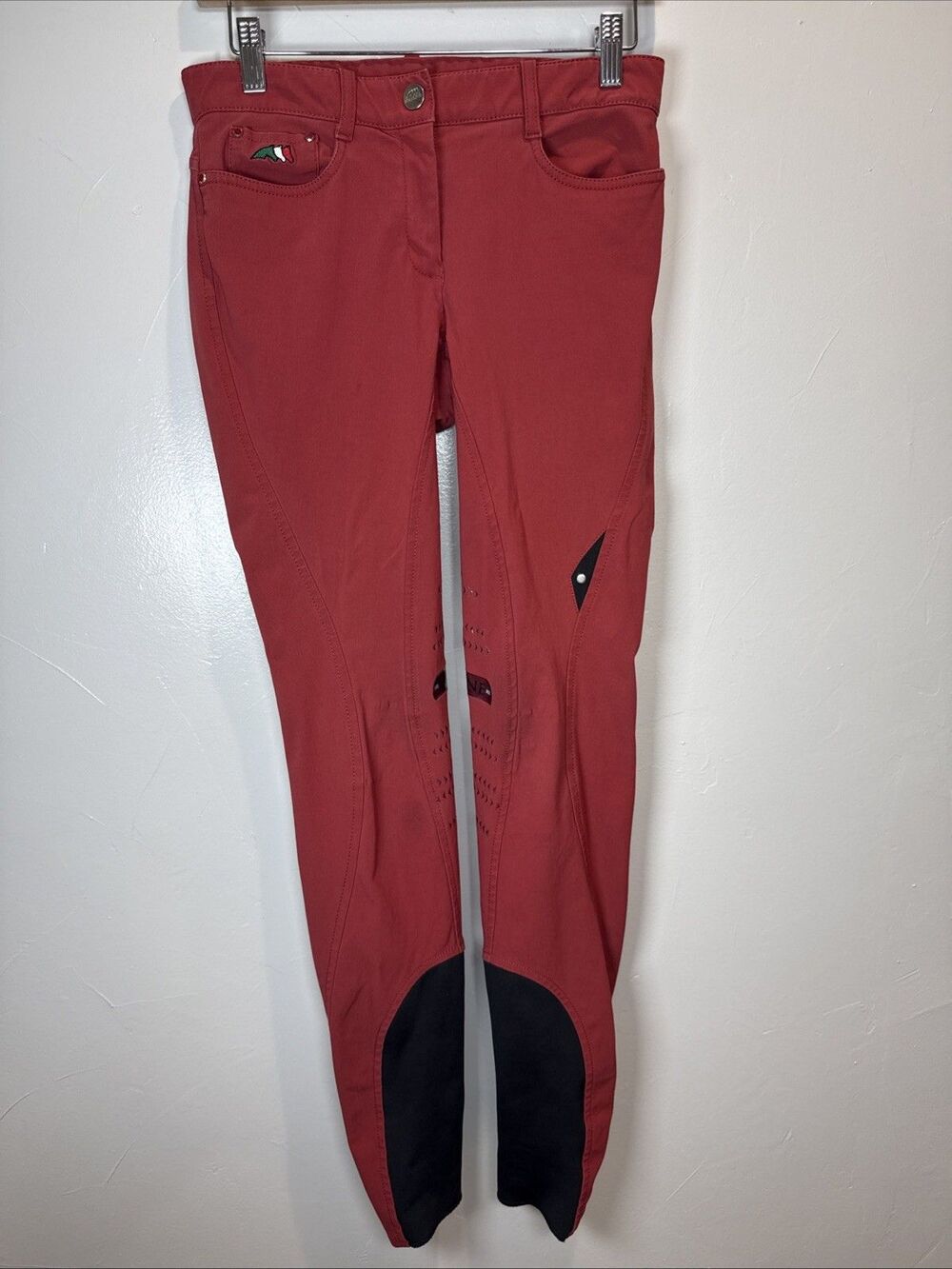Equiline Riding Breeches Red Crimson IT 42 Size 26-27 Horse Equestrian Italy